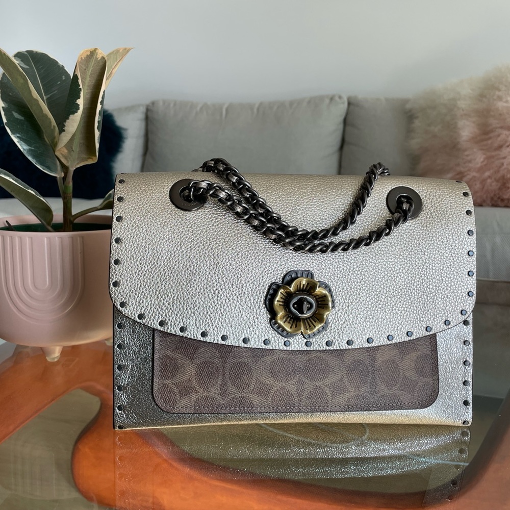 Coach Parker Metallic with Rivets and Snakeskin